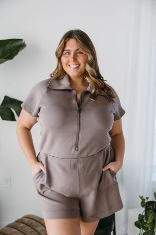 SPANX® AirEssentials Half - Zip Jumpsuit in Smoke - Love Marlow