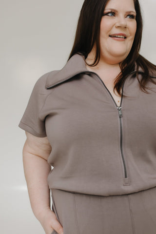 SPANX® AirEssentials Half - Zip Jumpsuit in Smoke - Love Marlow