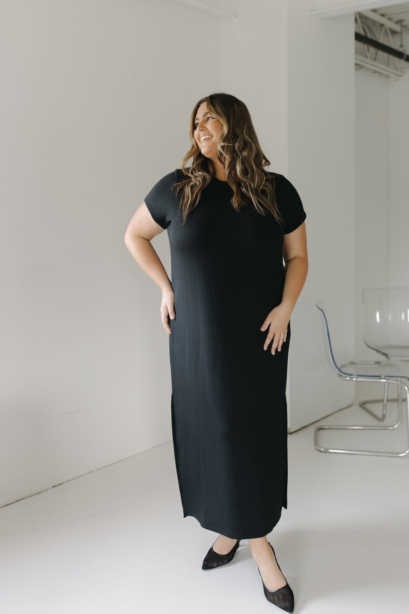 Spanx® AIRESSENTIALS MAXI T - SHIRT DRESS IN VERY BLACK - Love Marlow