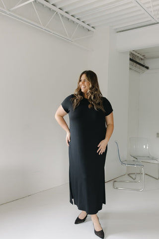 Spanx® AIRESSENTIALS MAXI T - SHIRT DRESS IN VERY BLACK - Love Marlow