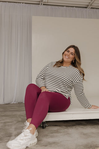 SPANX AirEssentials® Relaxed Long Sleeve Top in Pier Stripe - Love Marlow