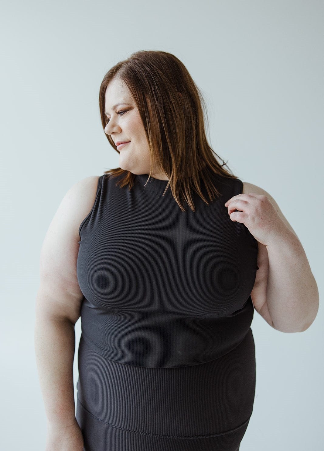 Spanx® Contour Rib Mock Neck Crop Top in Black - Love Marlow