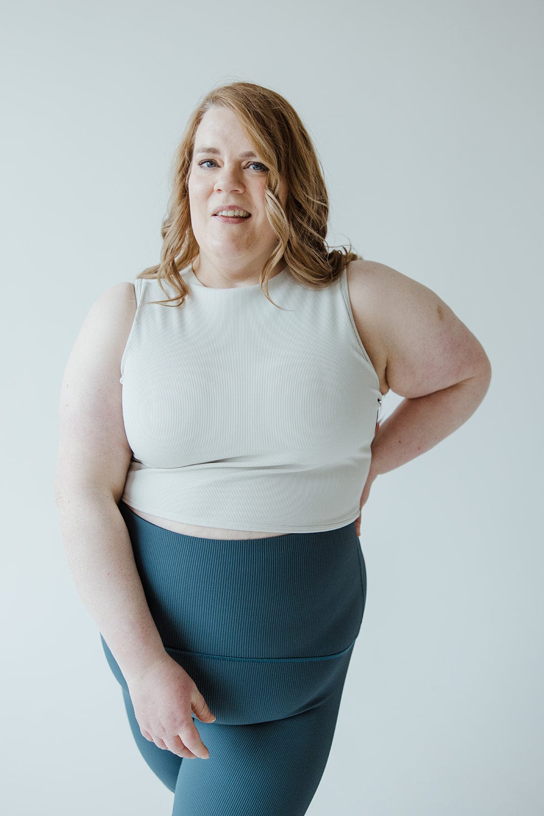 Spanx® Contour Rib Mock Neck Crop Top in Light Cloudy Grey - Love Marlow