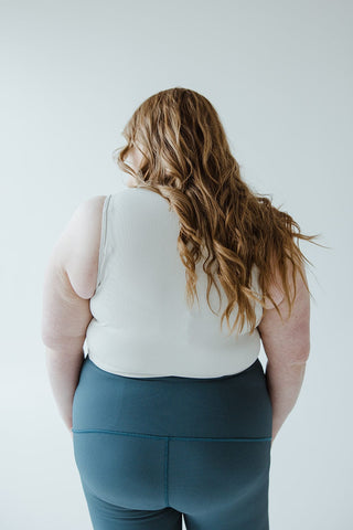 Spanx® Contour Rib Mock Neck Crop Top in Light Cloudy Grey - Love Marlow