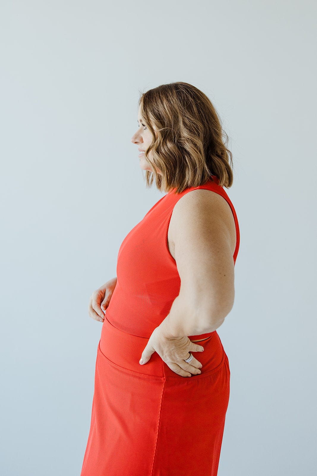 Spanx® Contour Rib Mock Neck Crop Top in Spanx Red - Love Marlow