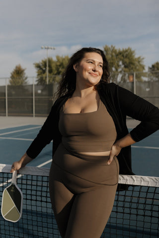 SPANX® Get Moving Cropped Square Neck Shelf Tank In Mineral - Love Marlow