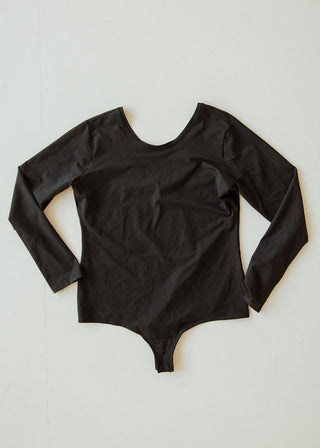 Spanx® LONG SLEEVE SCOOP NECK BODYSUIT IN BLACK - 3x - Love Marlow