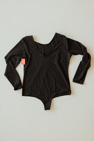Spanx® LONG SLEEVE SCOOP NECK BODYSUIT IN BLACK - 3x - Love Marlow