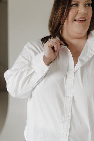 SPANX® Poplin Oversized Button-Up Shirt – Classic White - Love Marlow