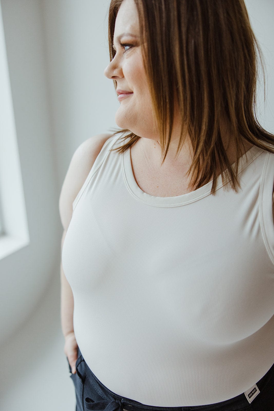 Spanx® SUIT YOURSELF RACER RIBBED IN PARCHMENT - Love Marlow