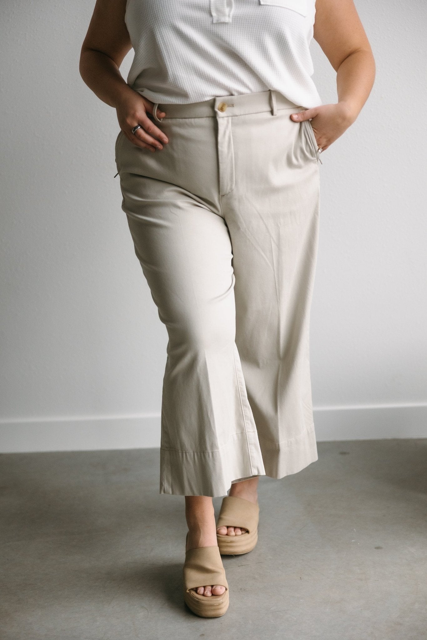 SPANXsupersmooth™ Stretch Twill Cropped Wide Leg Pant in Bone - Love Marlow