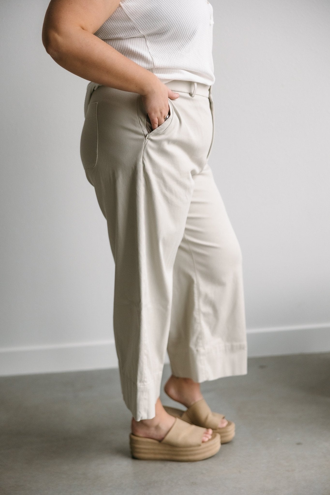 SPANXsupersmooth™ Stretch Twill Cropped Wide Leg Pant in Bone - Love Marlow