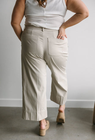 SPANXsupersmooth™ Stretch Twill Cropped Wide Leg Pant in Bone - Love Marlow