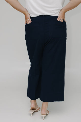 SPANXsupersmooth™ Stretch Twill Cropped Wide Leg Pant in Timeless Navy - Love Marlow
