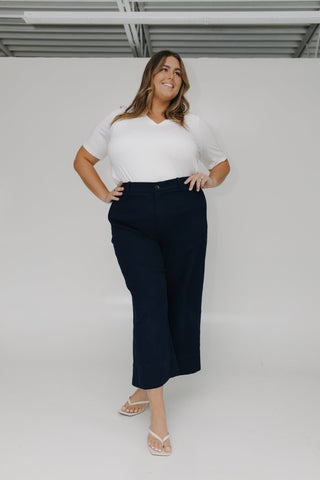 SPANXsupersmooth™ Stretch Twill Cropped Wide Leg Pant in Timeless Navy - Love Marlow