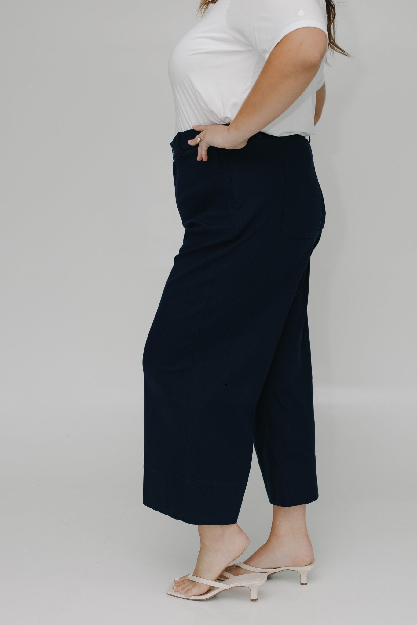 SPANXsupersmooth™ Stretch Twill Cropped Wide Leg Pant in Timeless Navy - Love Marlow