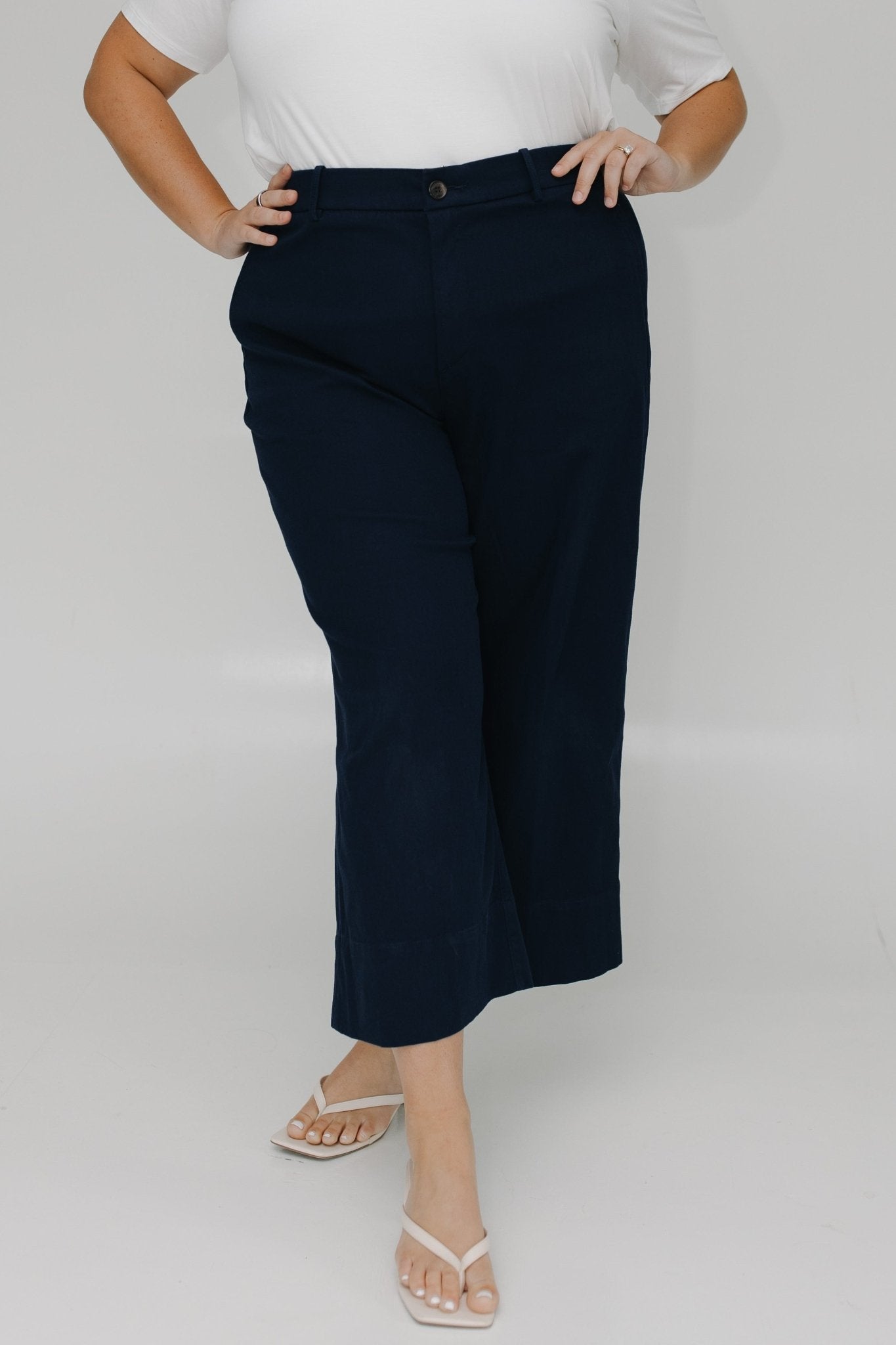 SPANXsupersmooth™ Stretch Twill Cropped Wide Leg Pant in Timeless Navy - Love Marlow