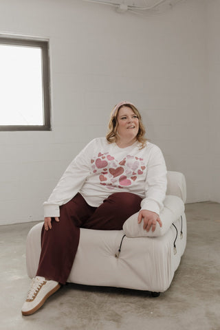 SPARKLY HEARTS CREWNECK SWEATSHIRT – RHINESTONE - Love Marlow