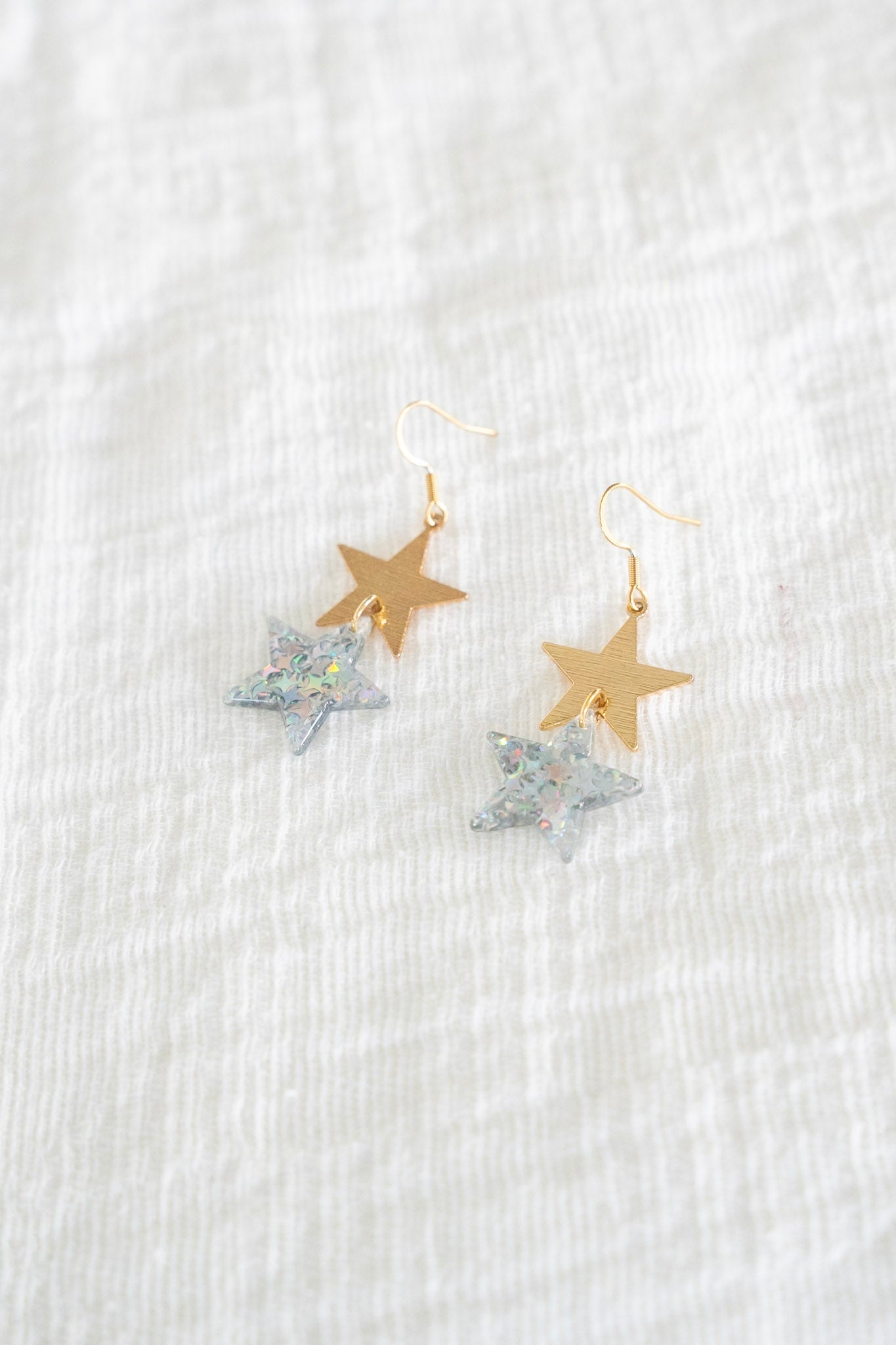 Starry Earrings in Silver Glitter - Love Marlow