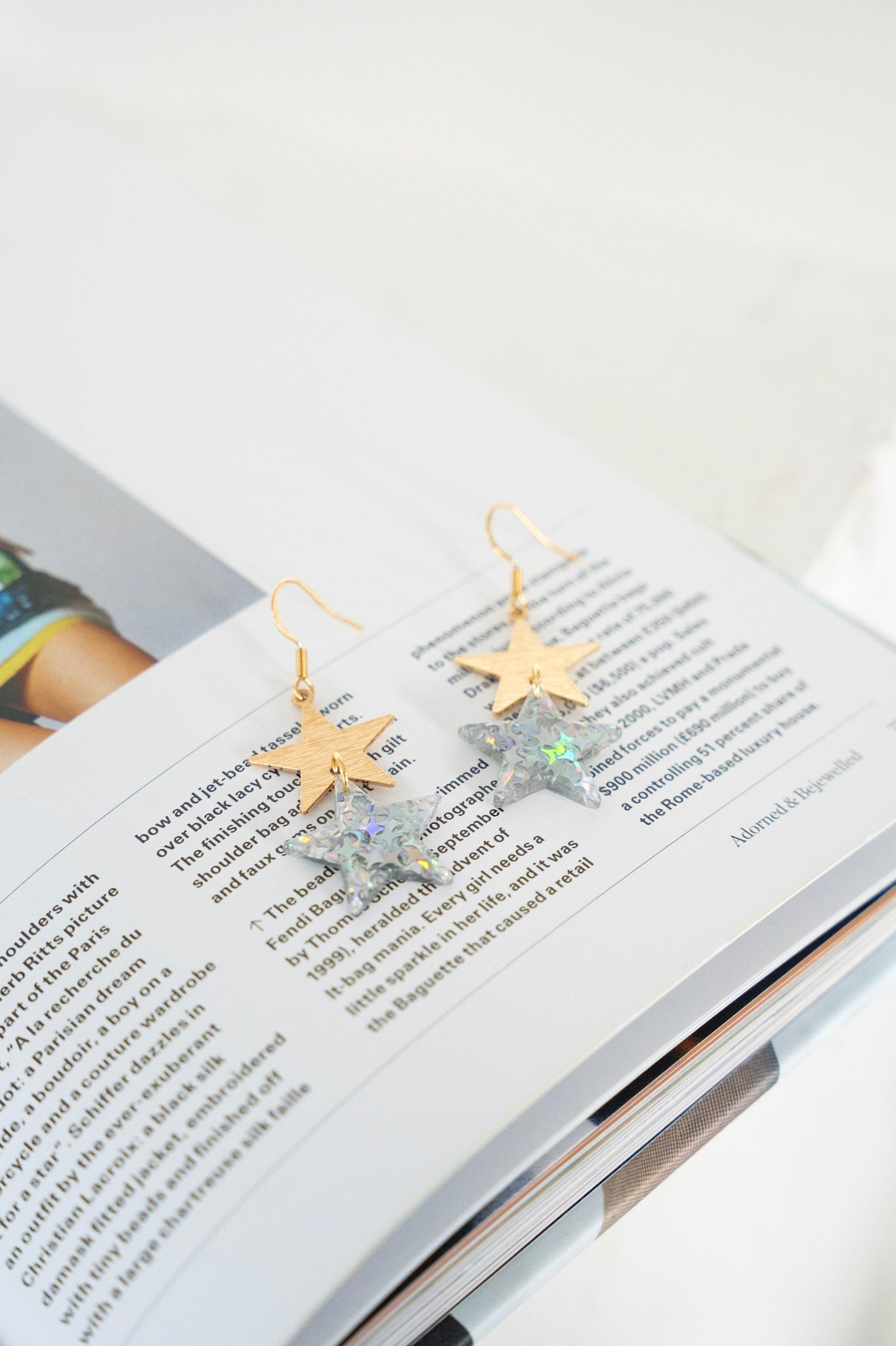 Starry Earrings in Silver Glitter - Love Marlow