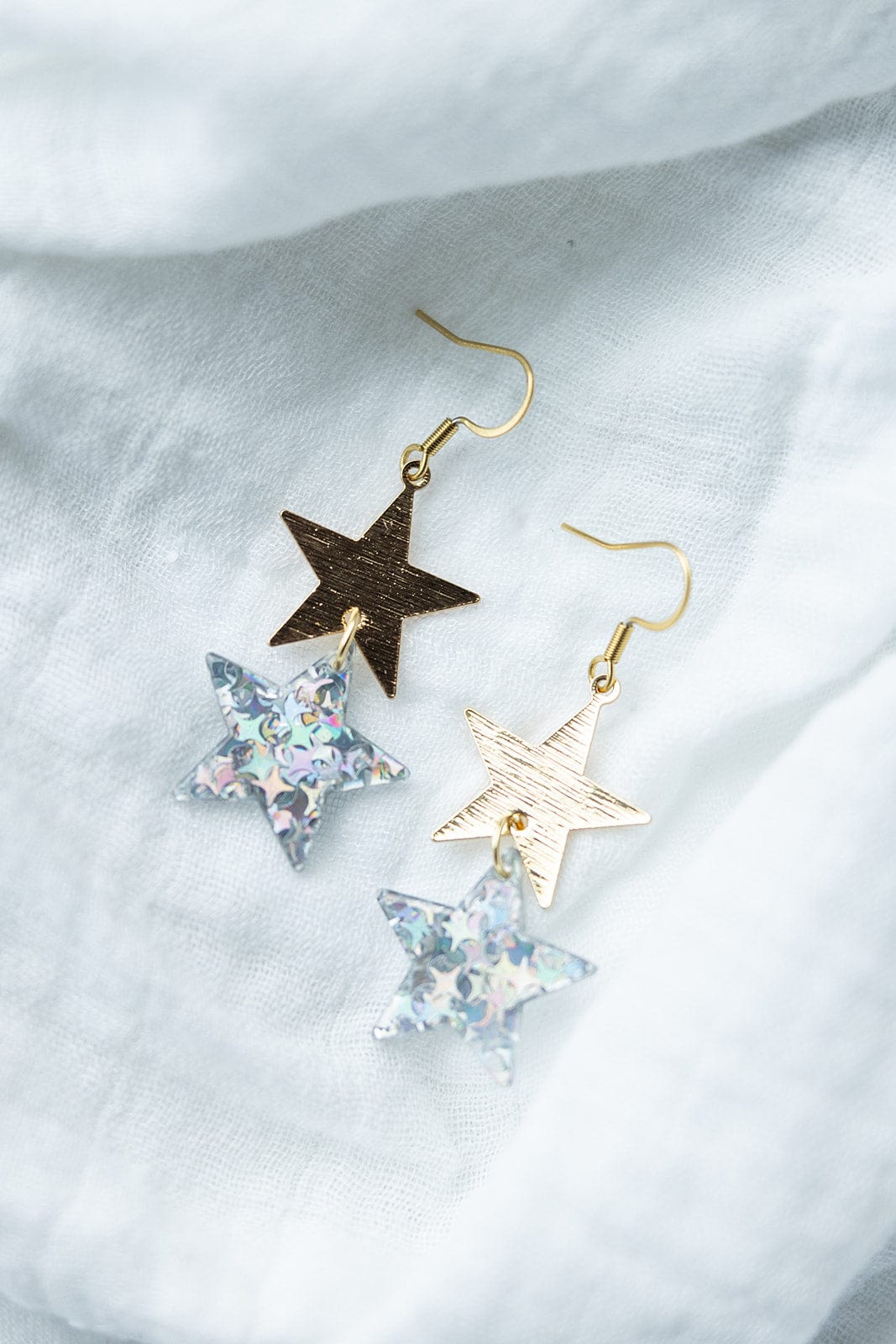 STARRY EARRINGS IN SILVER GLITTER - Love Marlow