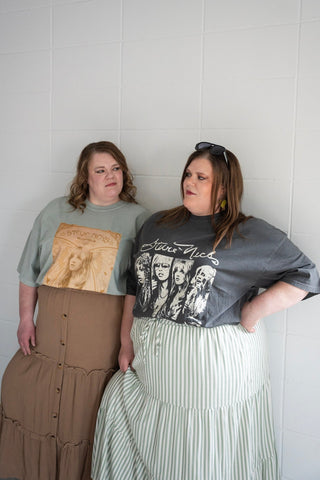 Stevie Nicks Vintage Boho Graphic Tee – Bay Leaf Green - Love Marlow