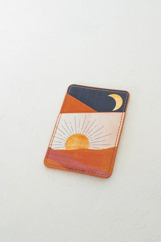 Stick - On Cell Phone Wallet – Sunrise Moon Print - Love Marlow
