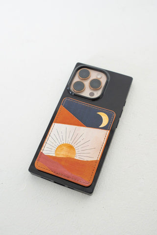 Stick - On Cell Phone Wallet – Sunrise Moon Print - Love Marlow