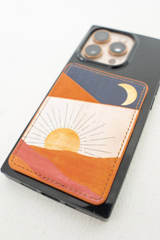 Stick - On Cell Phone Wallet – Sunrise Moon Print - Love Marlow