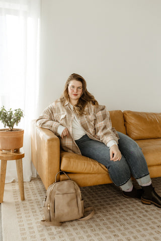 STITCHED DETAIL BACKPACK IN CHANTERELLE - Love Marlow
