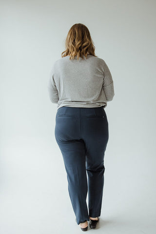 STRAIGHT LEG DRESS PANTS IN DARK NAVY - Love Marlow