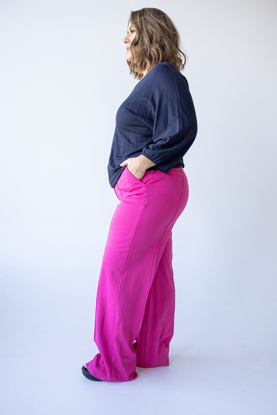 STRAIGHT LEG TROUSER IN FUCHSIA ROSE - 12 - Love Marlow
