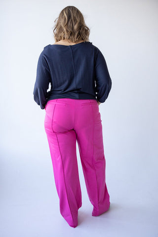 STRAIGHT LEG TROUSER IN FUCHSIA ROSE - 12 - Love Marlow