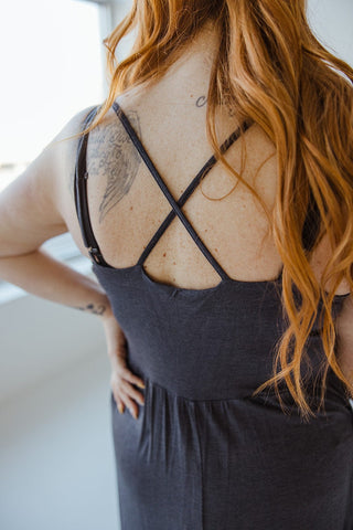 STRAPPY T - SHIRT MAXI DRESS IN HEATHERED NAVY - Love Marlow