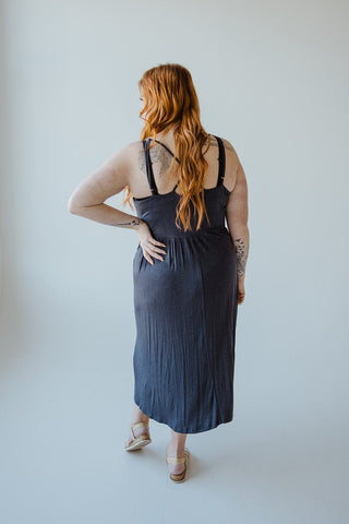 STRAPPY T - SHIRT MAXI DRESS IN HEATHERED NAVY - Love Marlow