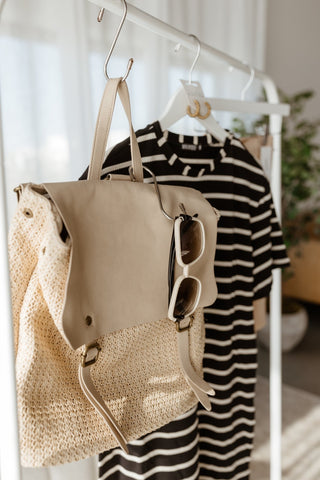 STRAW AND FAUX LEATHER BACKPACK - Love Marlow