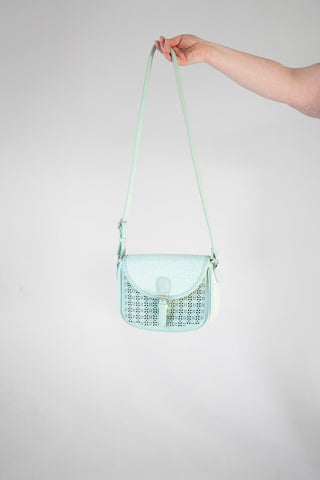 STRAW AND LASER - CUT LACE SATCHEL IN MINT - Love Marlow