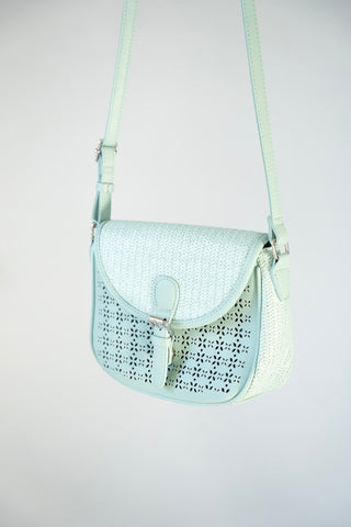 STRAW AND LASER - CUT LACE SATCHEL IN MINT - Love Marlow