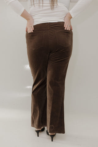 STRETCHY CORDUROY FLARE PANTS – WALNUT - Love Marlow