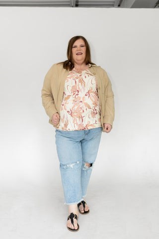 Stretchy Knit Collared Blouse – Warm Sand - Love Marlow