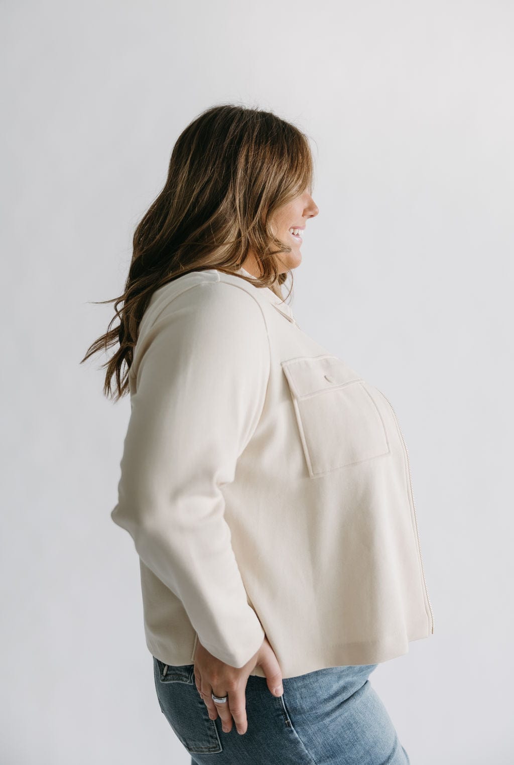 STRETCHY KNIT DOUBLE POCKET JACKET - Love Marlow