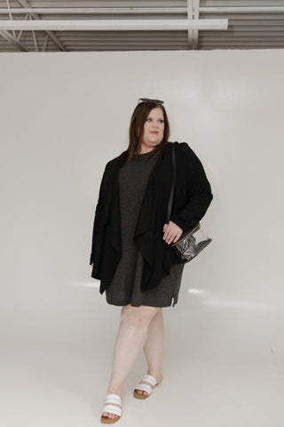 STRETCHY MICROSUEDE DRAPE JACKET - Love Marlow