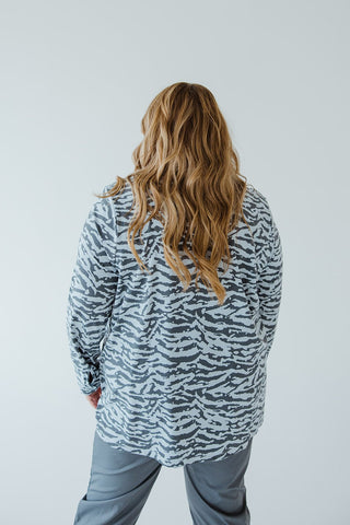 STRETCHY WRINKLE FREE BUTTON - UP BLOUSE IN ABSTRACT ZEBRA - Love Marlow