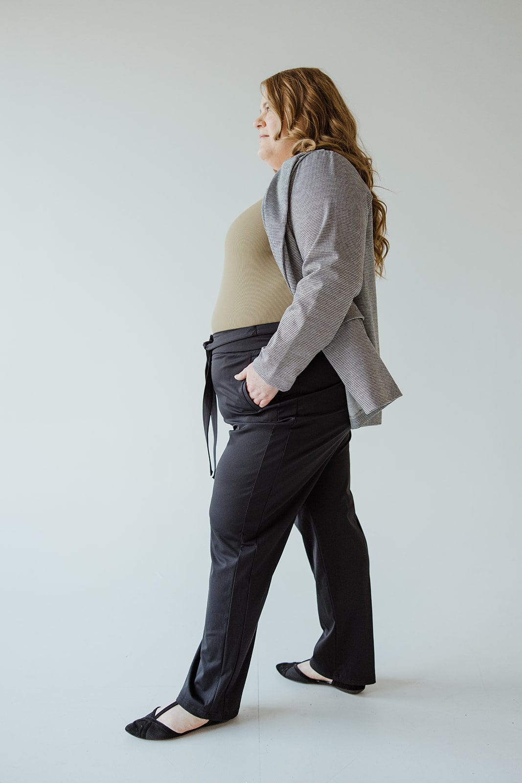 STRETCHY WRINKLE FREE SLIM STRAIGHT LEG TROUSERS IN BLACK - Love Marlow