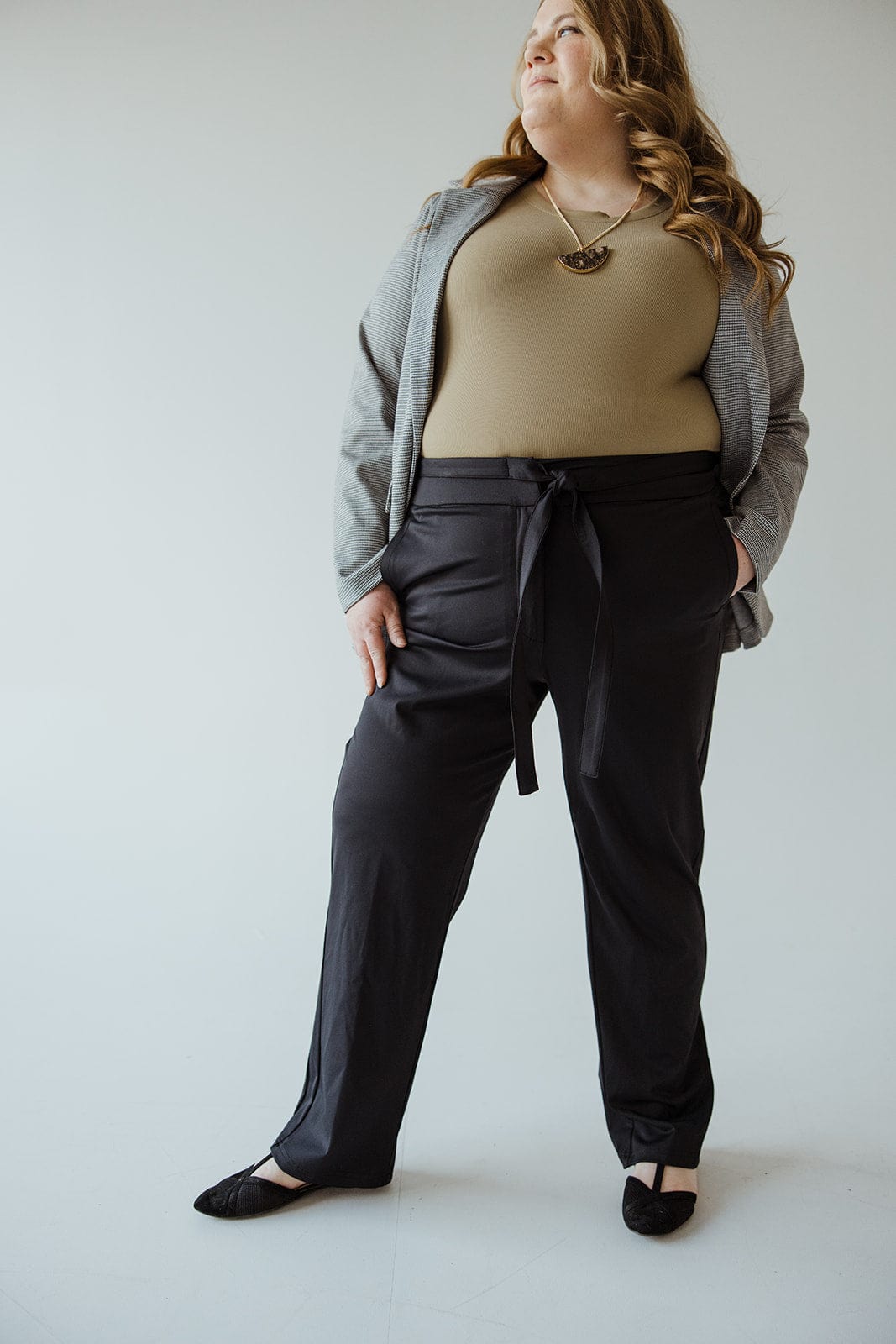 STRETCHY WRINKLE FREE SLIM STRAIGHT LEG TROUSERS IN BLACK - Love Marlow