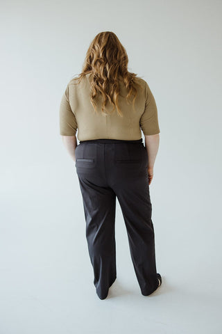 STRETCHY WRINKLE FREE SLIM STRAIGHT LEG TROUSERS IN BLACK - Love Marlow