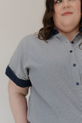 Striped Button - Down Top – Breezy Cotton Linen Blend - Love Marlow