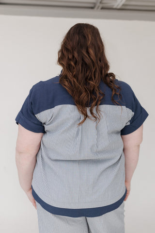 Striped Button - Down Top – Breezy Cotton Linen Blend - Love Marlow