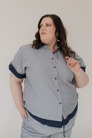 Striped Button - Down Top – Breezy Cotton Linen Blend - Love Marlow