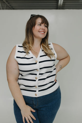 STRIPED BUTTON - UP VEST - Love Marlow